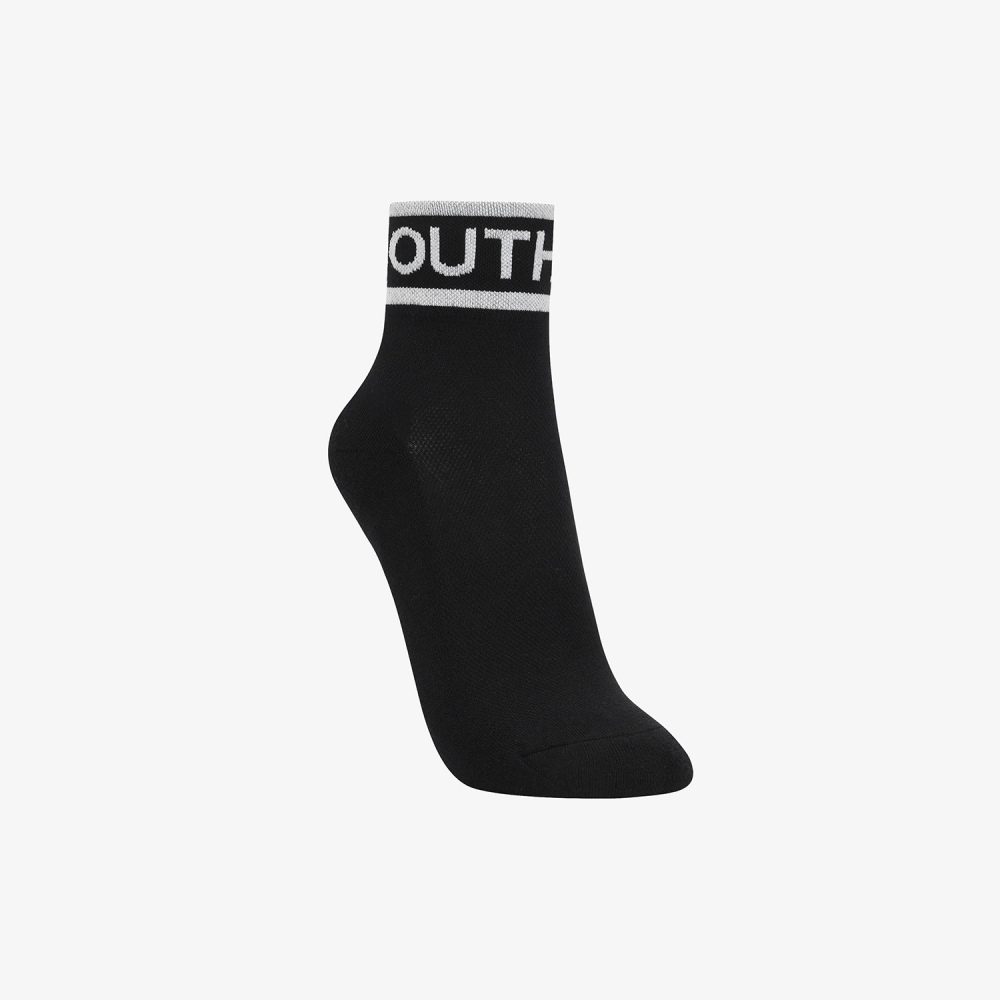 Color Contrast Logo Lettering Crew Socks_BK