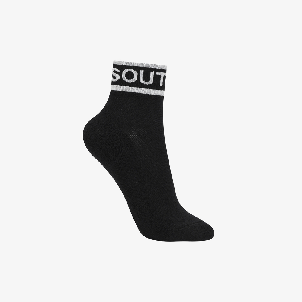 Color Contrast Logo Lettering Crew Socks_BK