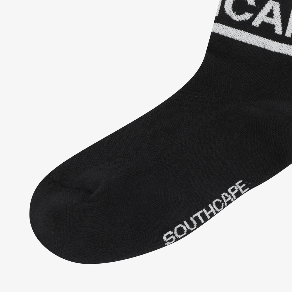 Color Contrast Logo Lettering Crew Socks_BK