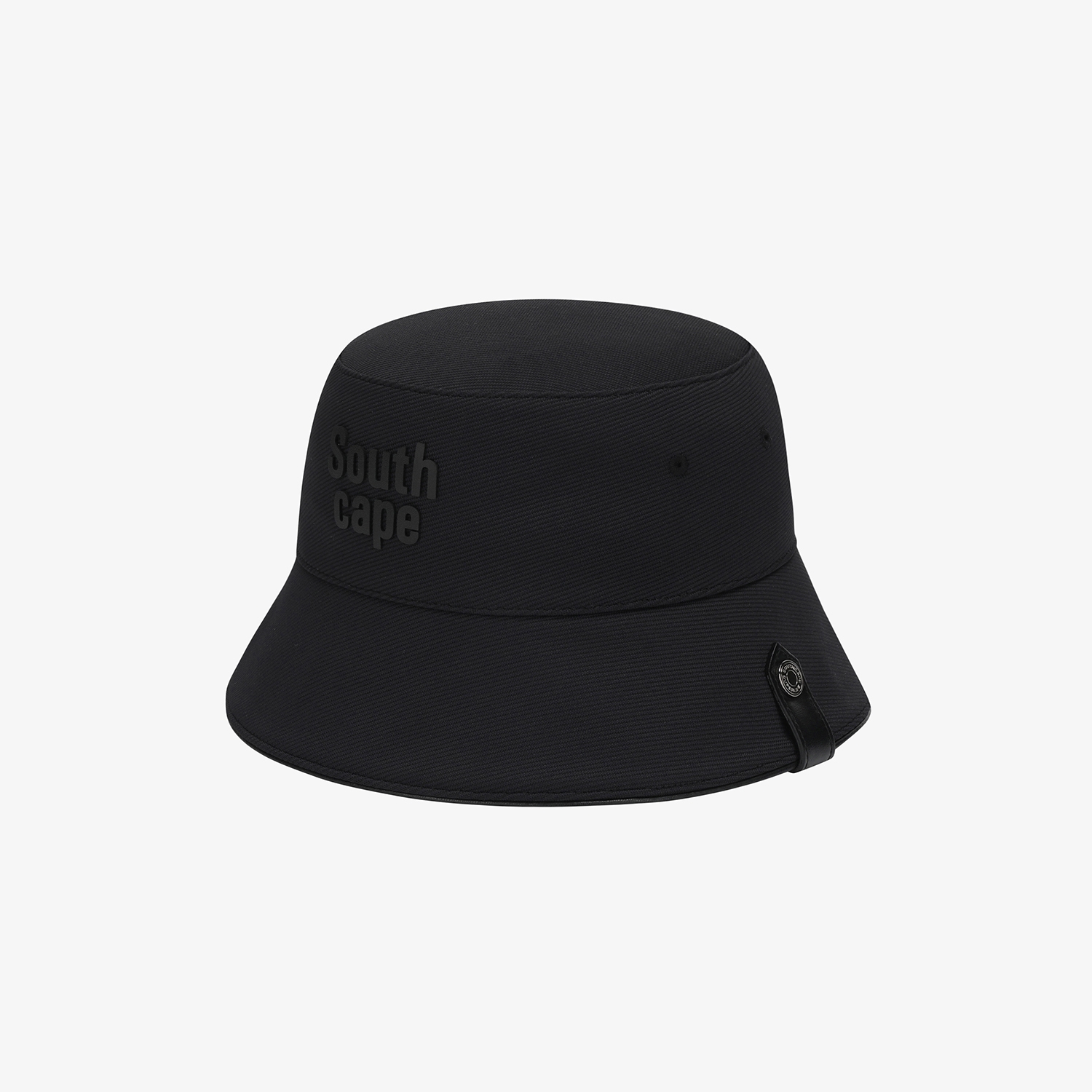 Logo Leather Piping Bucket Hat_BK