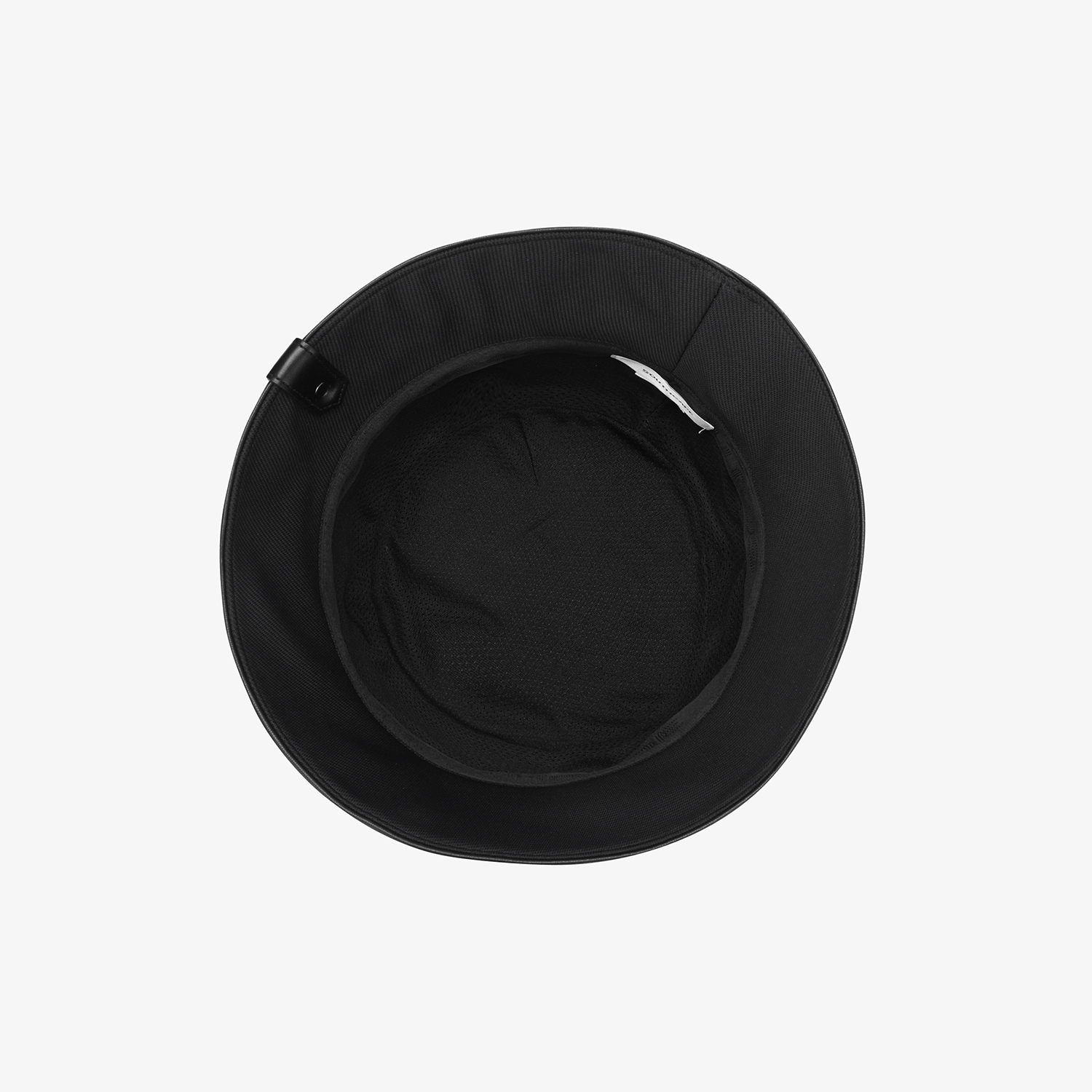 Logo Leather Piping Bucket Hat_BK