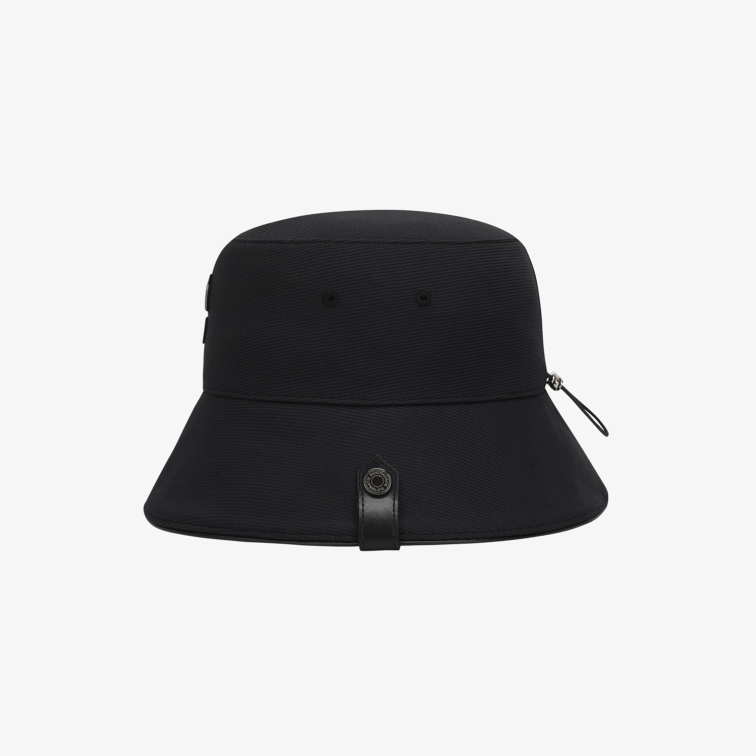 Logo Leather Piping Bucket Hat_BK