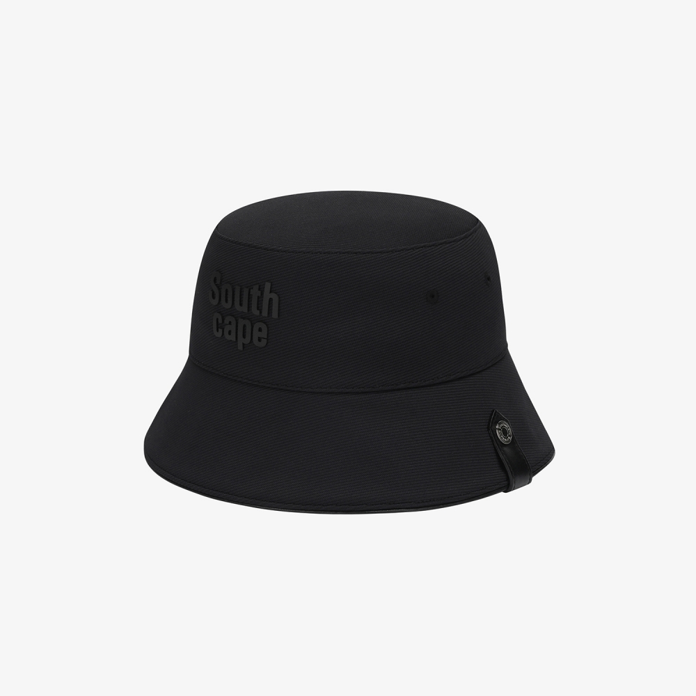 Logo Leather Piping Bucket Hat_BK