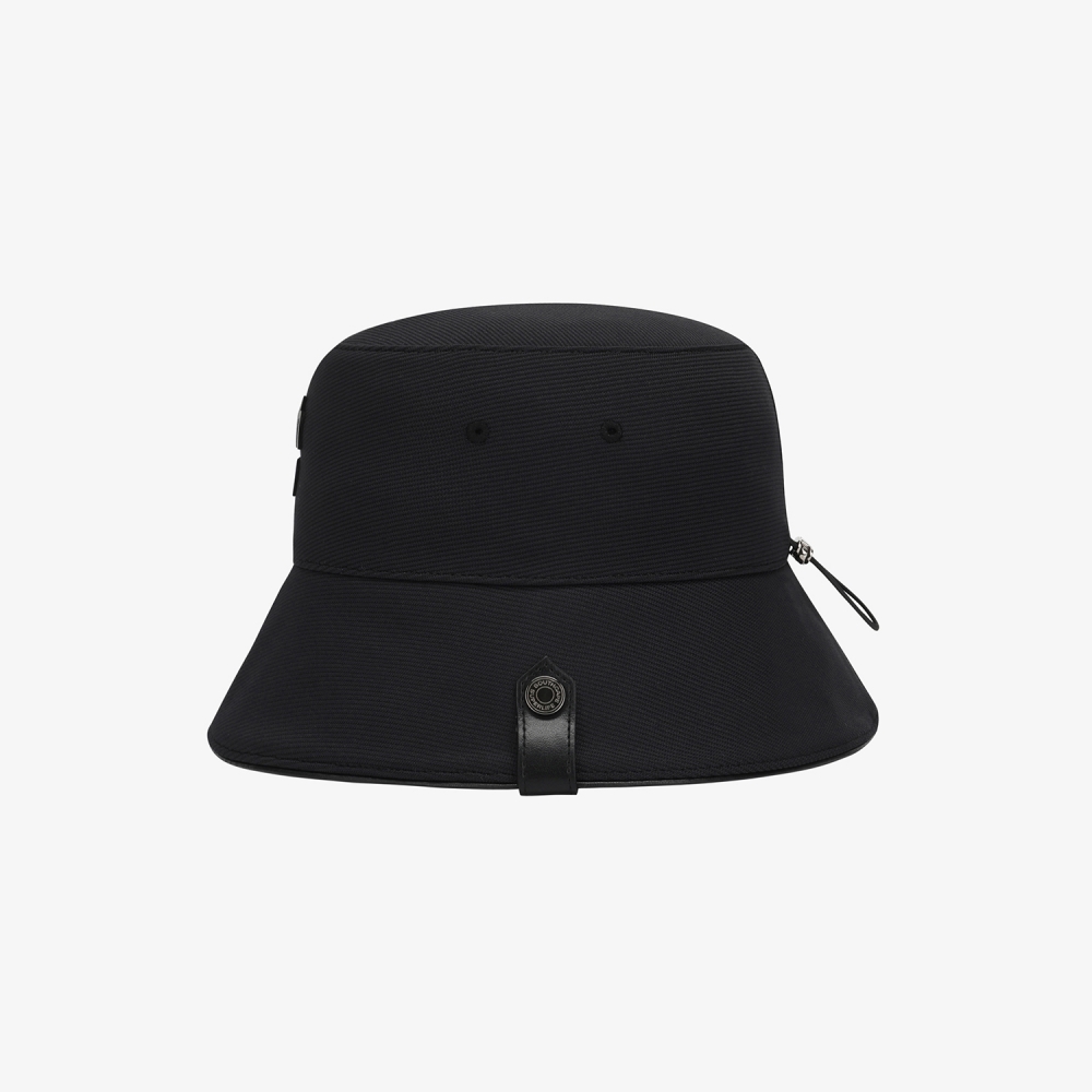 Logo Leather Piping Bucket Hat_BK
