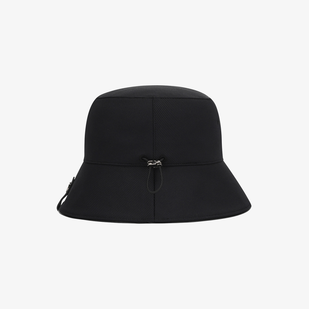 Logo Leather Piping Bucket Hat_BK