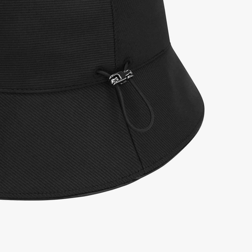 Logo Leather Piping Bucket Hat_BK