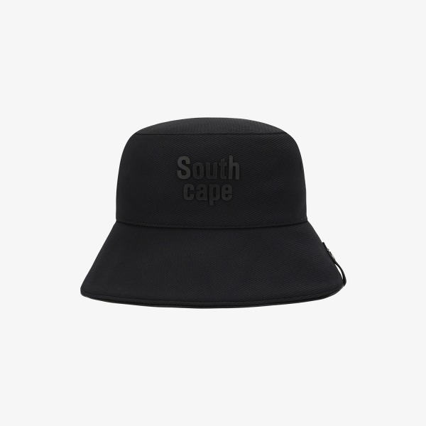 Logo Leather Piping Bucket Hat_BK