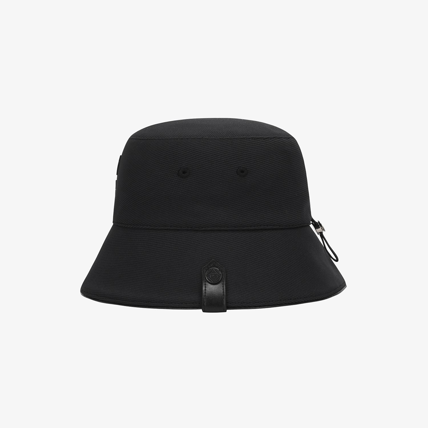 Logo Leather Piping Bucket Hat_BK