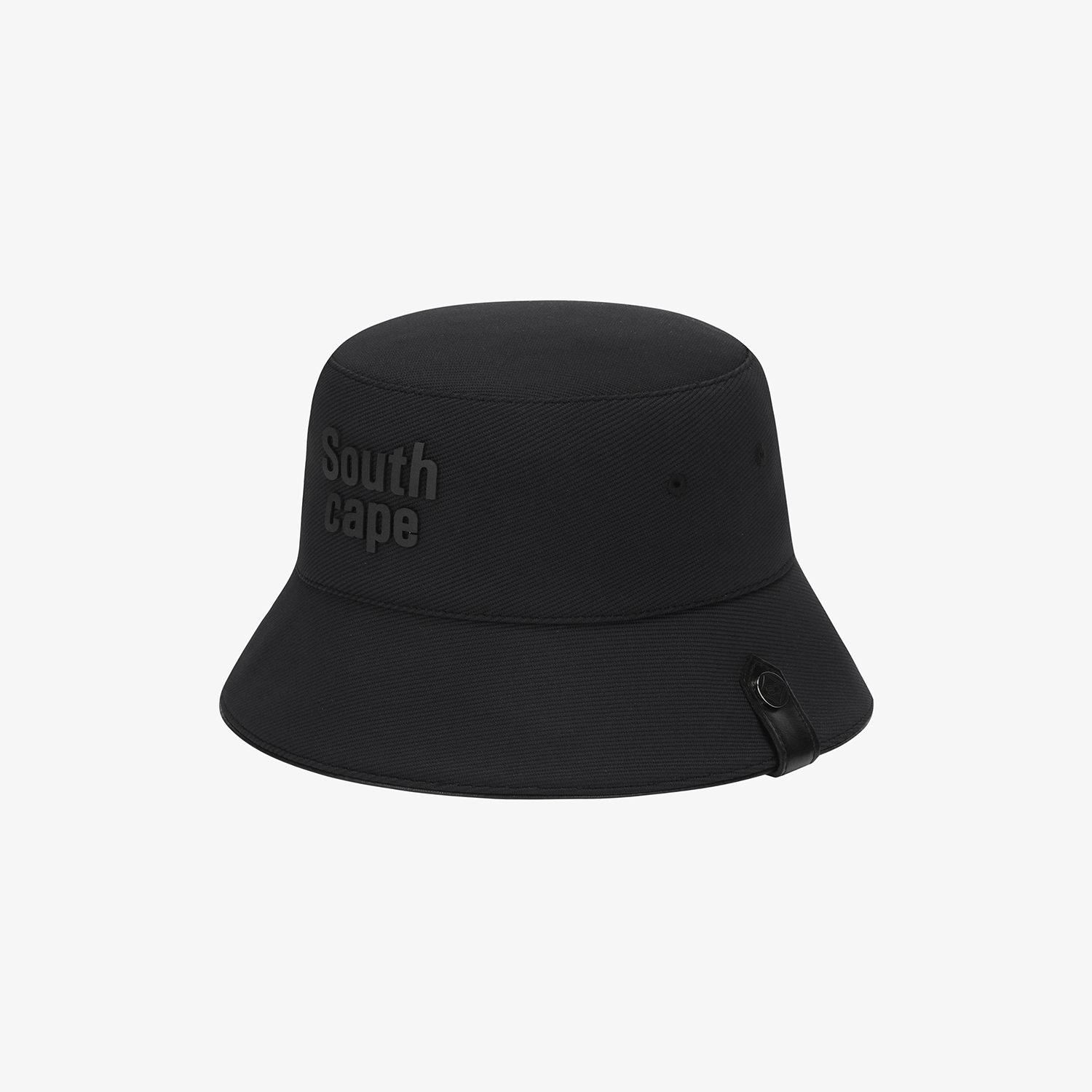 Logo Leather Piping Bucket Hat_BK