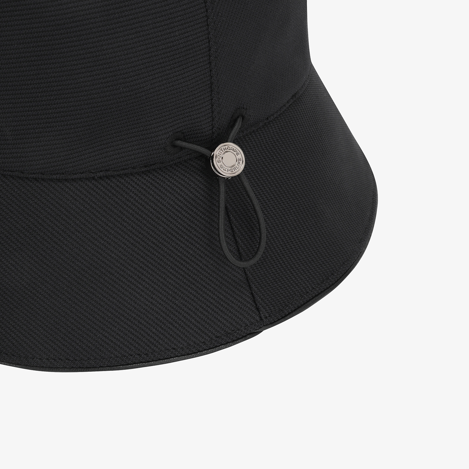 Logo Leather Piping Bucket Hat_BK