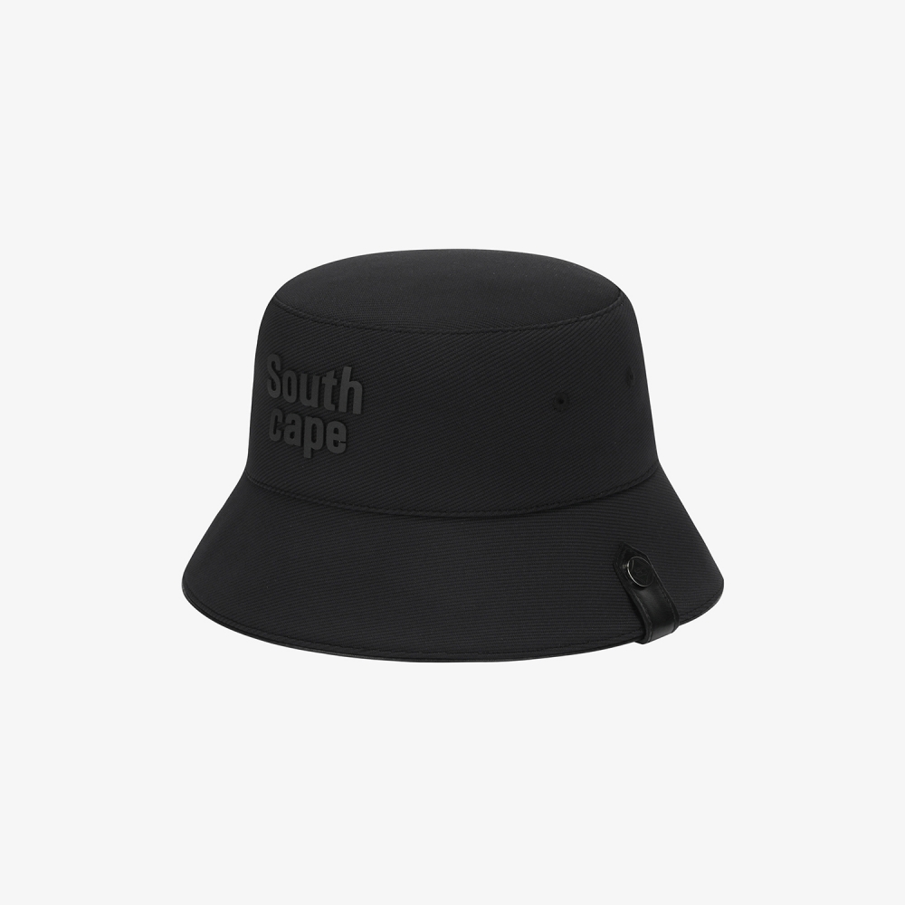 Logo Leather Piping Bucket Hat_BK