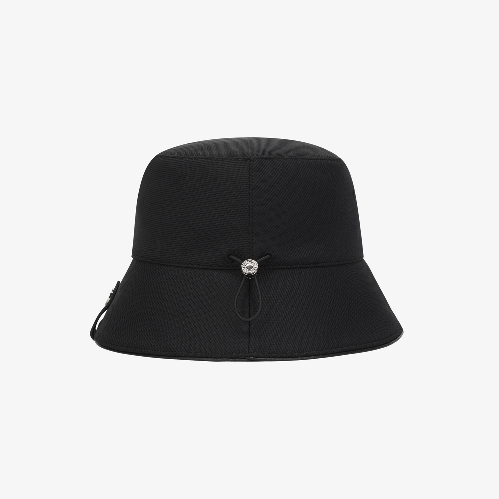 Logo Leather Piping Bucket Hat_BK