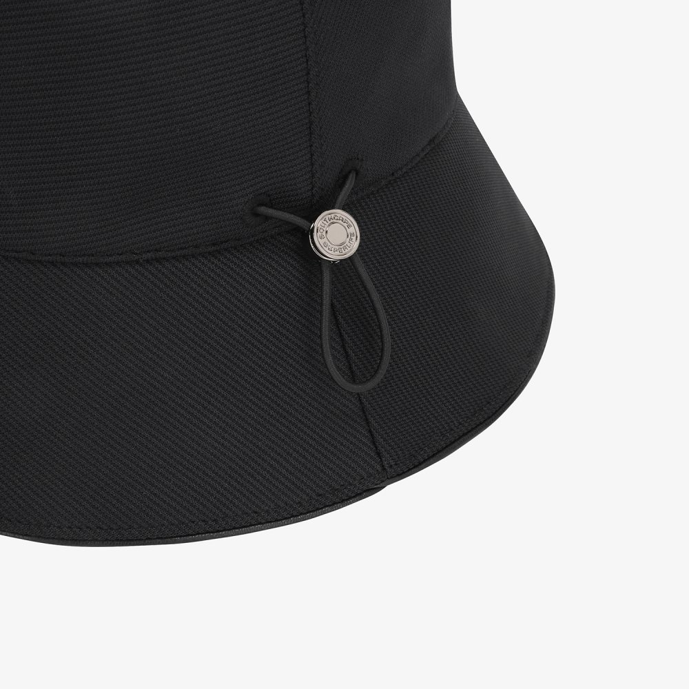 Logo Leather Piping Bucket Hat_BK