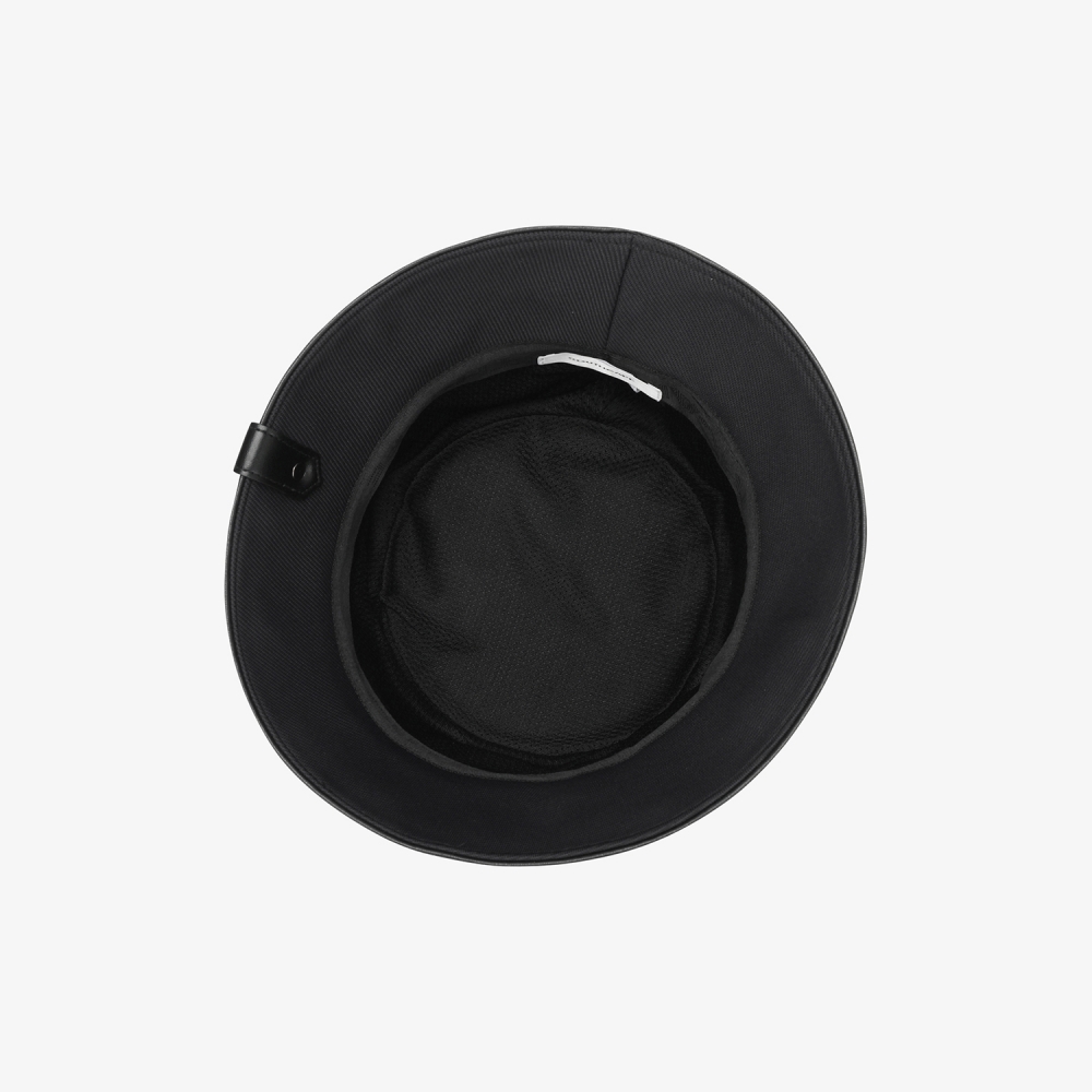 Logo Leather Piping Bucket Hat_BK