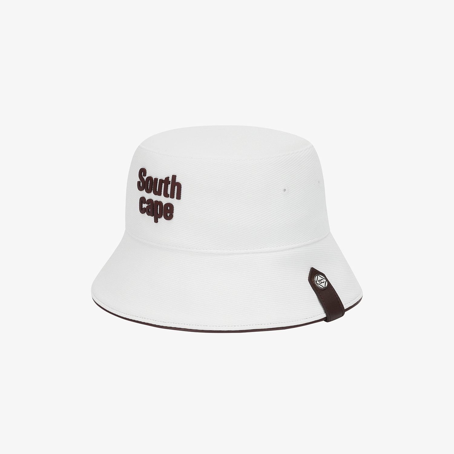 Logo Leather Piping Bucket Hat_WT