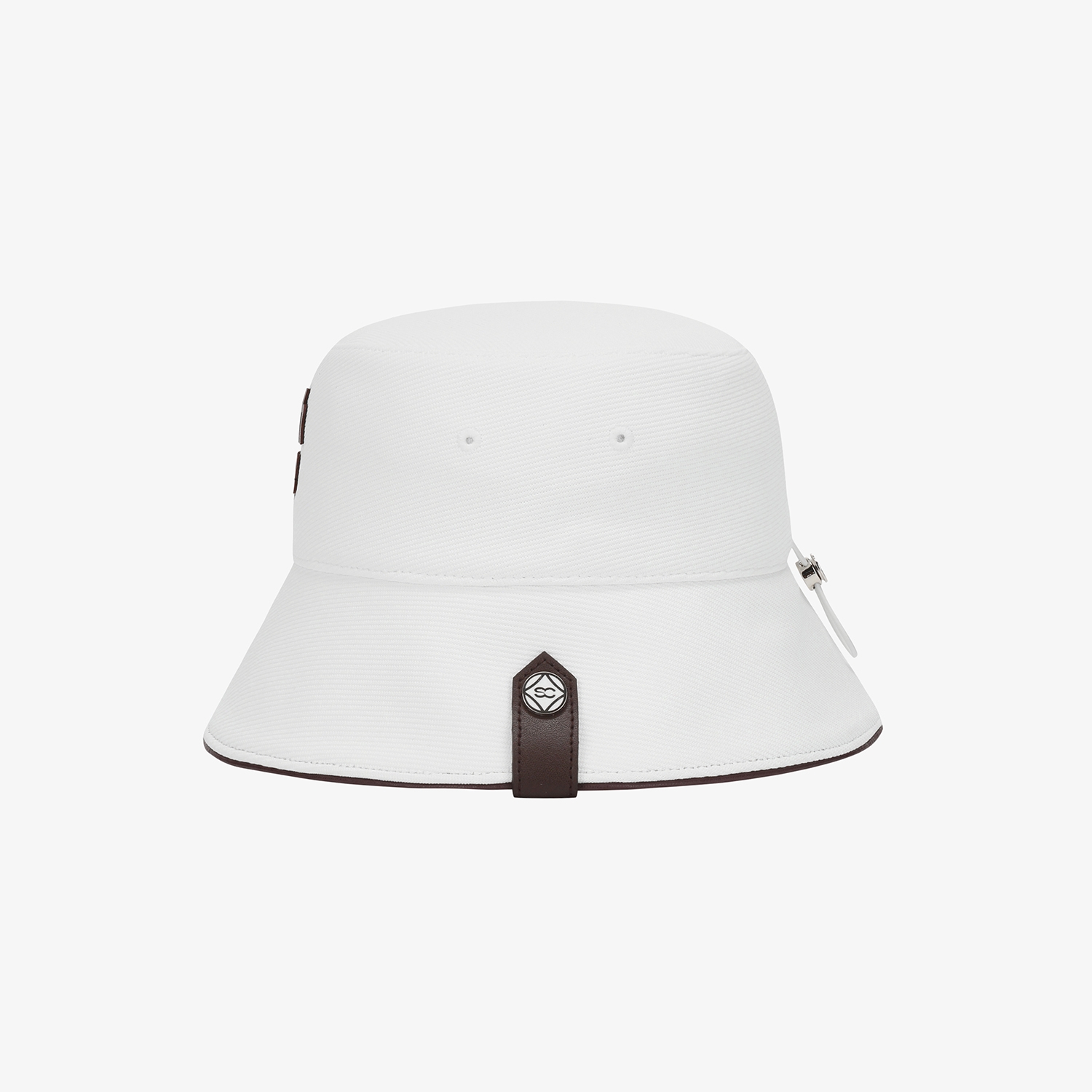 Logo Leather Piping Bucket Hat_WT
