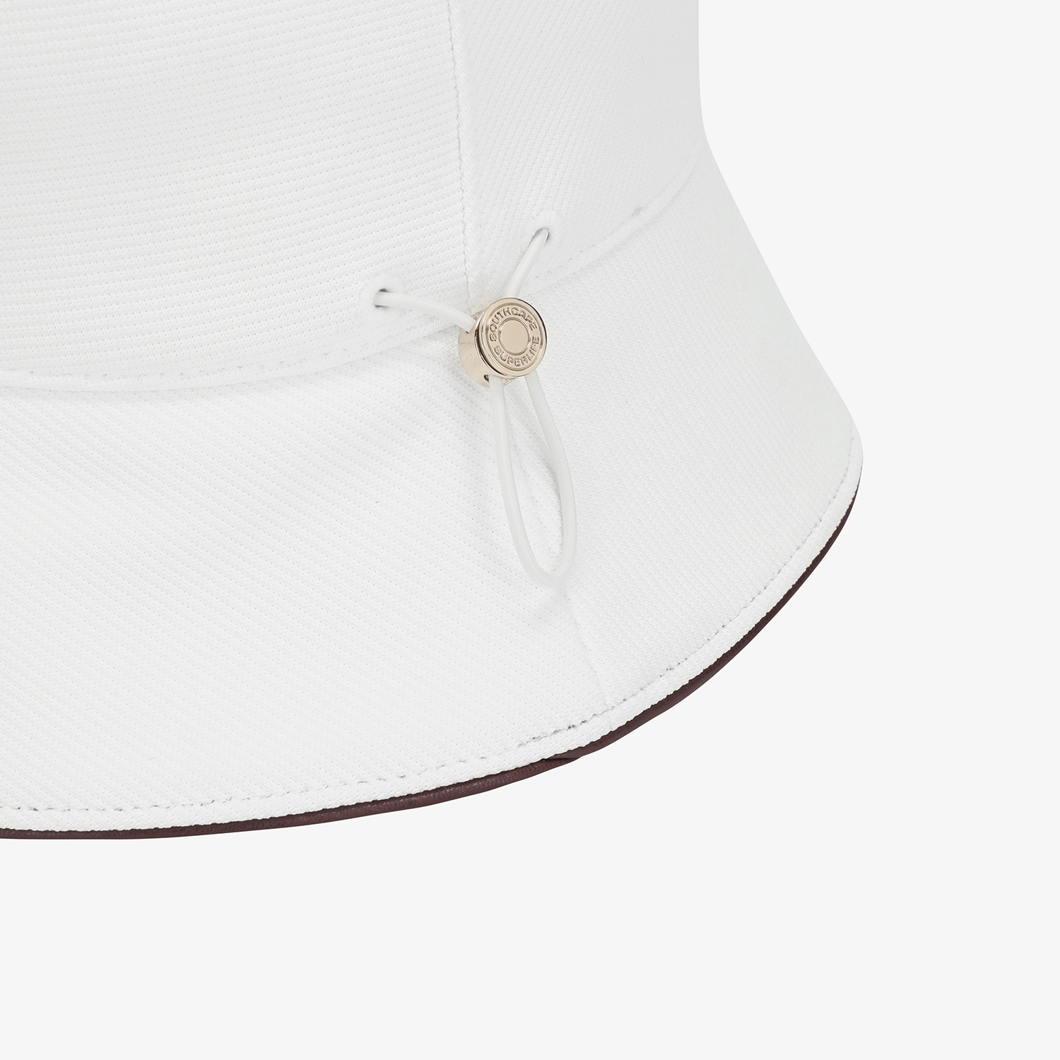 Logo Leather Piping Bucket Hat_WT
