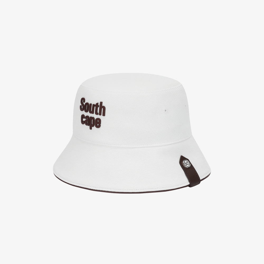 Logo Leather Piping Bucket Hat_WT