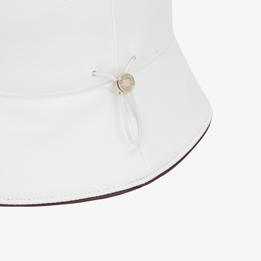 Logo Leather Piping Bucket Hat_WT