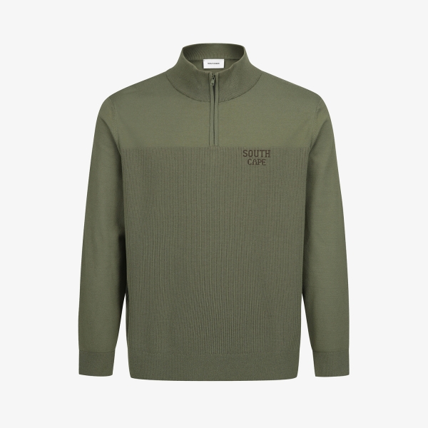 Men&rsquo;s Striped Textured Half-Zip Knit