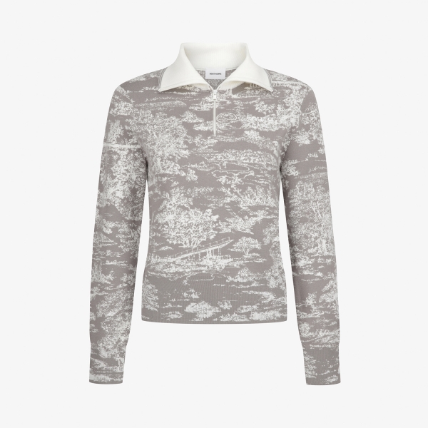 Namhae Heritage Collar Half-Zip Knit Pullover_GY