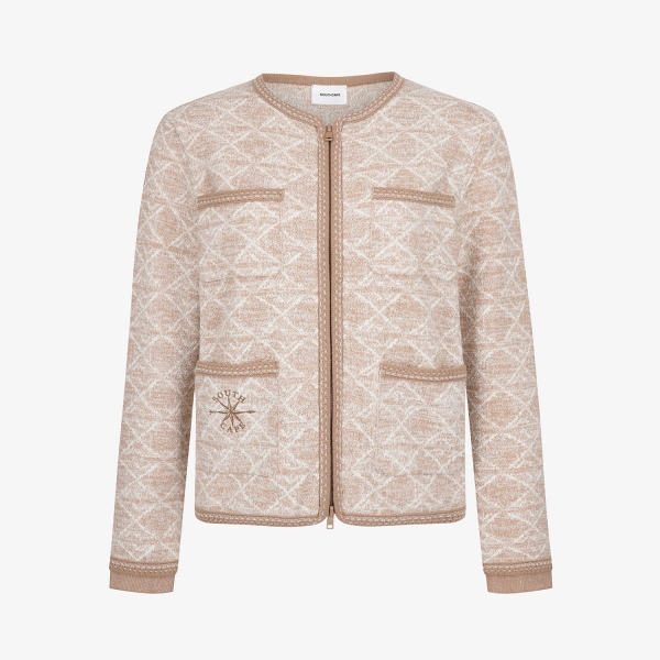 Southcross Jacquard Tweed Knit Zip-Up Cardigan_BE