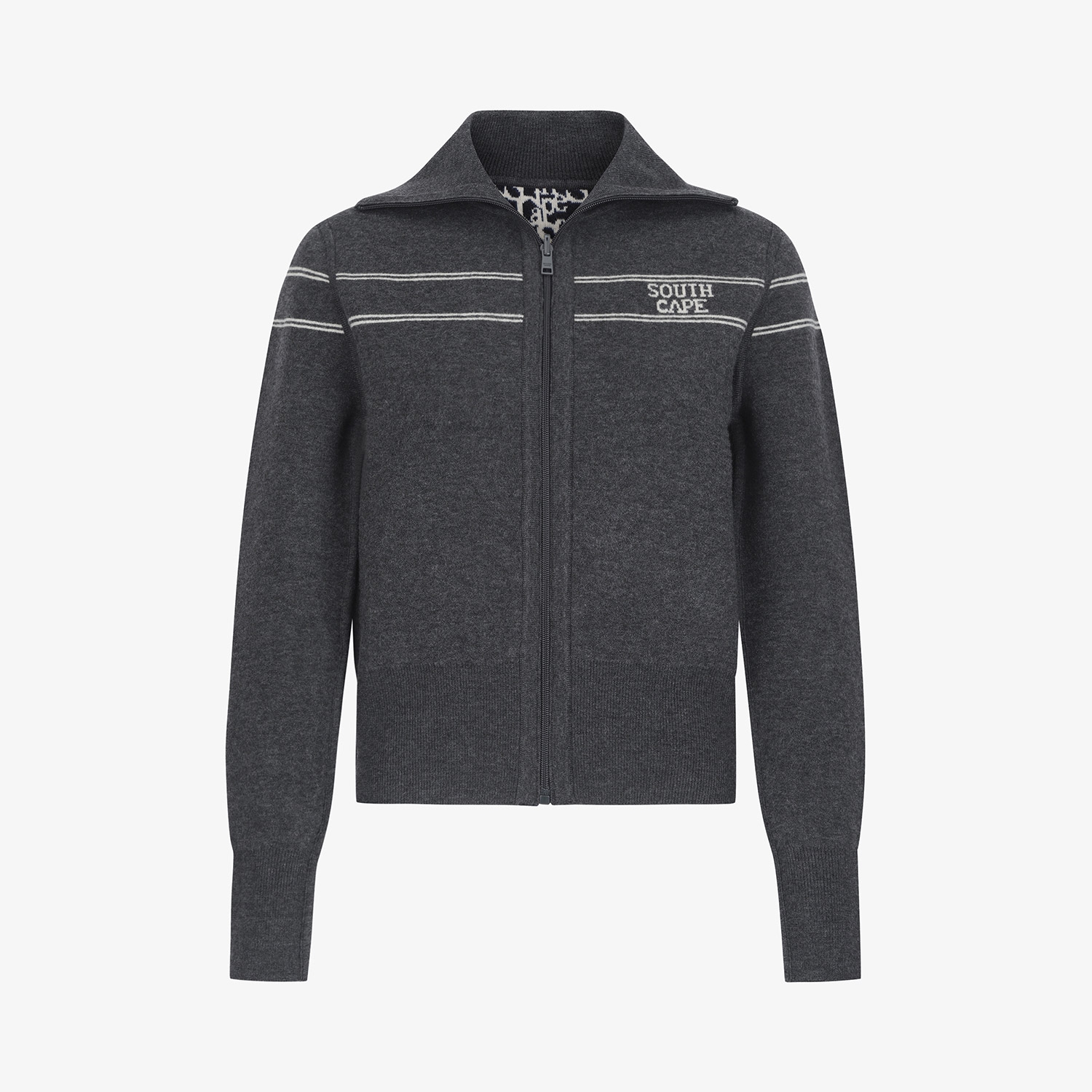 Reversible High-Neck Jacquard Zip-Up Knit_DG