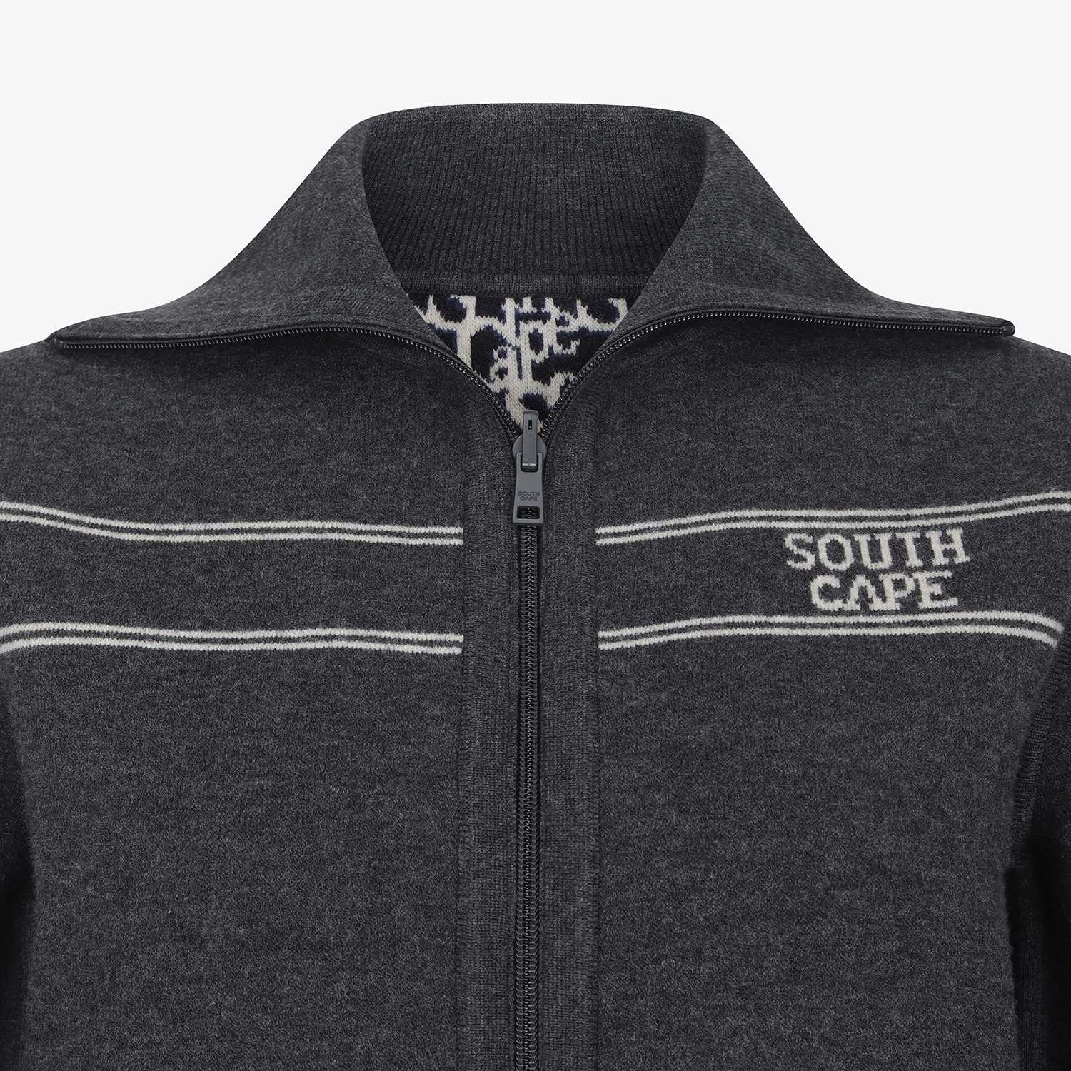 Reversible High-Neck Jacquard Zip-Up Knit_DG