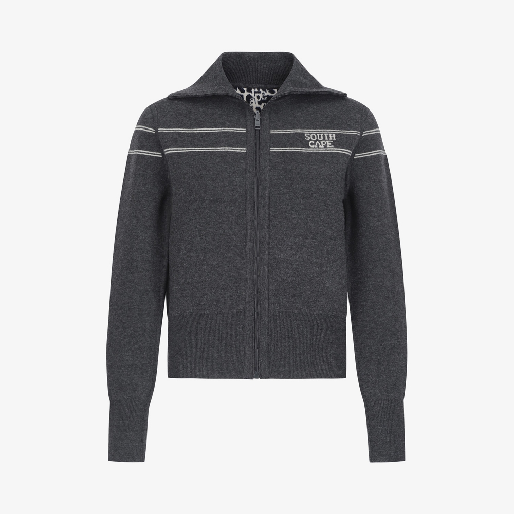 Reversible High-Neck Jacquard Zip-Up Knit_DG