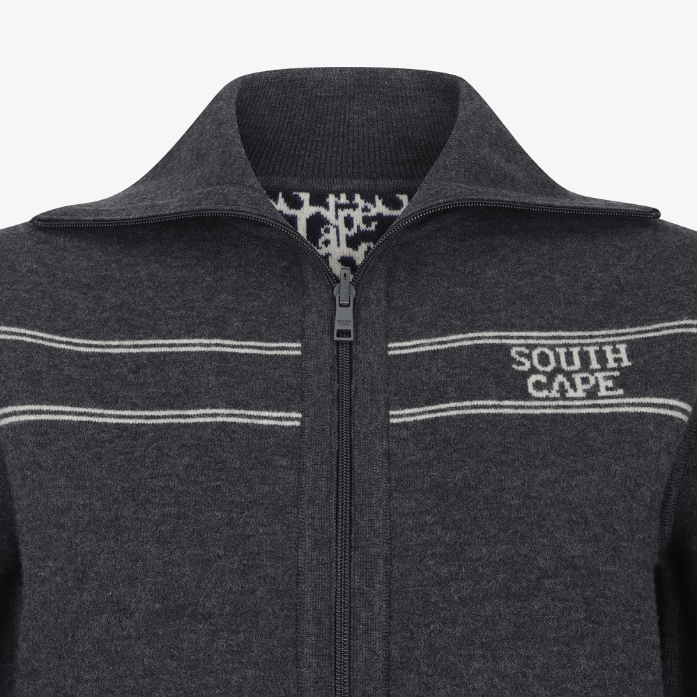 Reversible High-Neck Jacquard Zip-Up Knit_DG