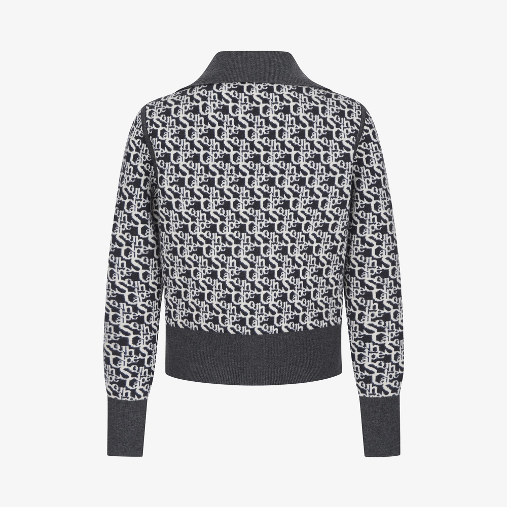 Reversible High-Neck Jacquard Zip-Up Knit_DG