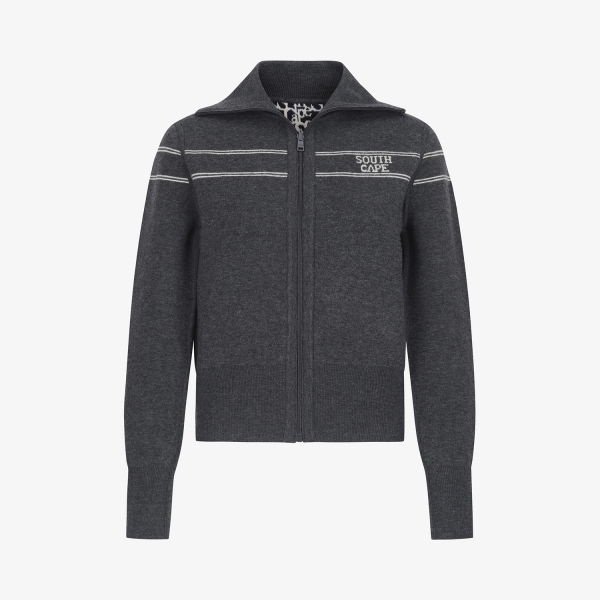 Reversible High-Neck Jacquard Zip-Up Knit_DG