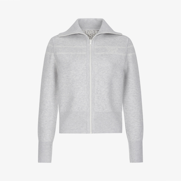 Reversible High-Neck Jacquard Zip-Up Knit_GY