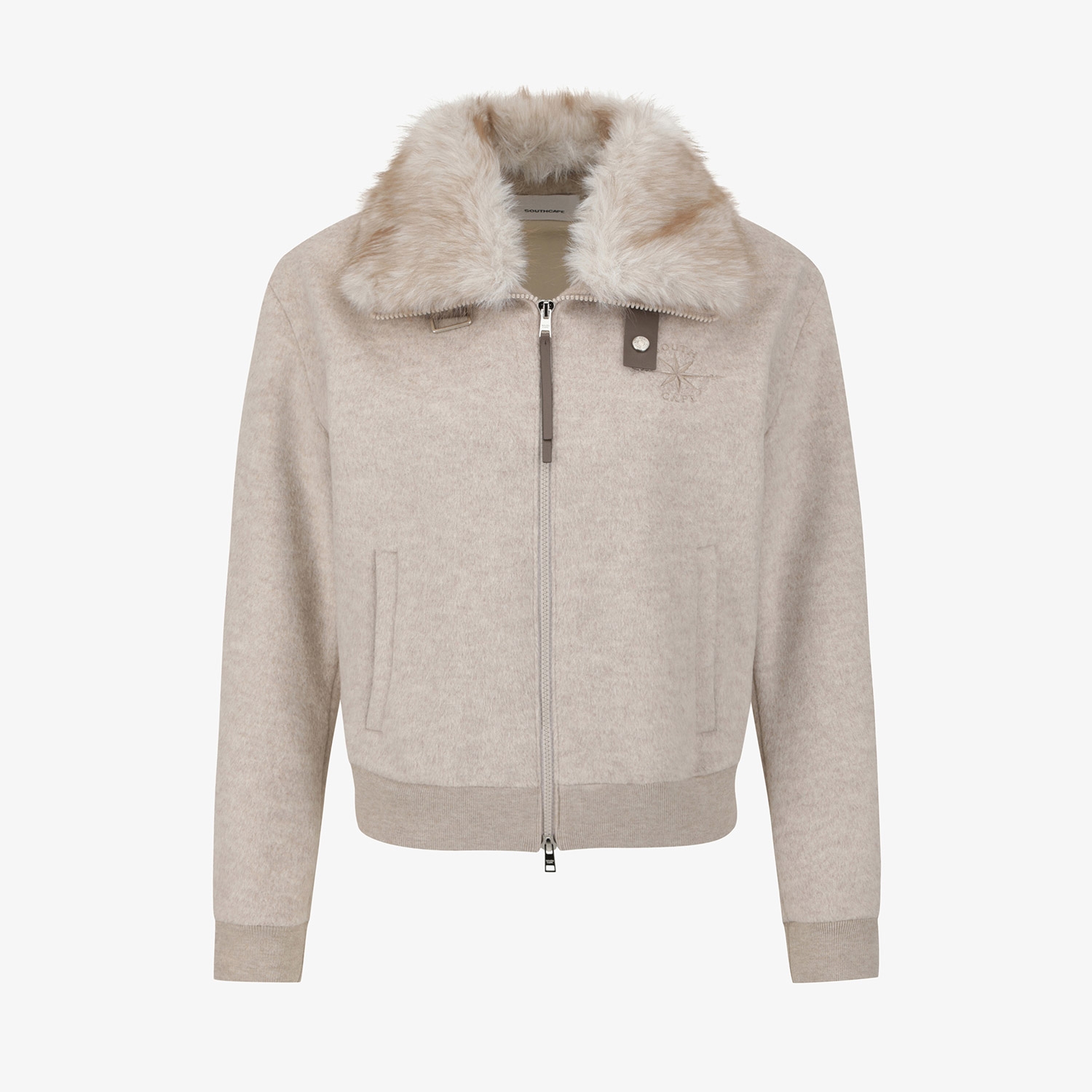 Southcross Fox-Fur Collar Wool Zip-Up Jacket_BE
