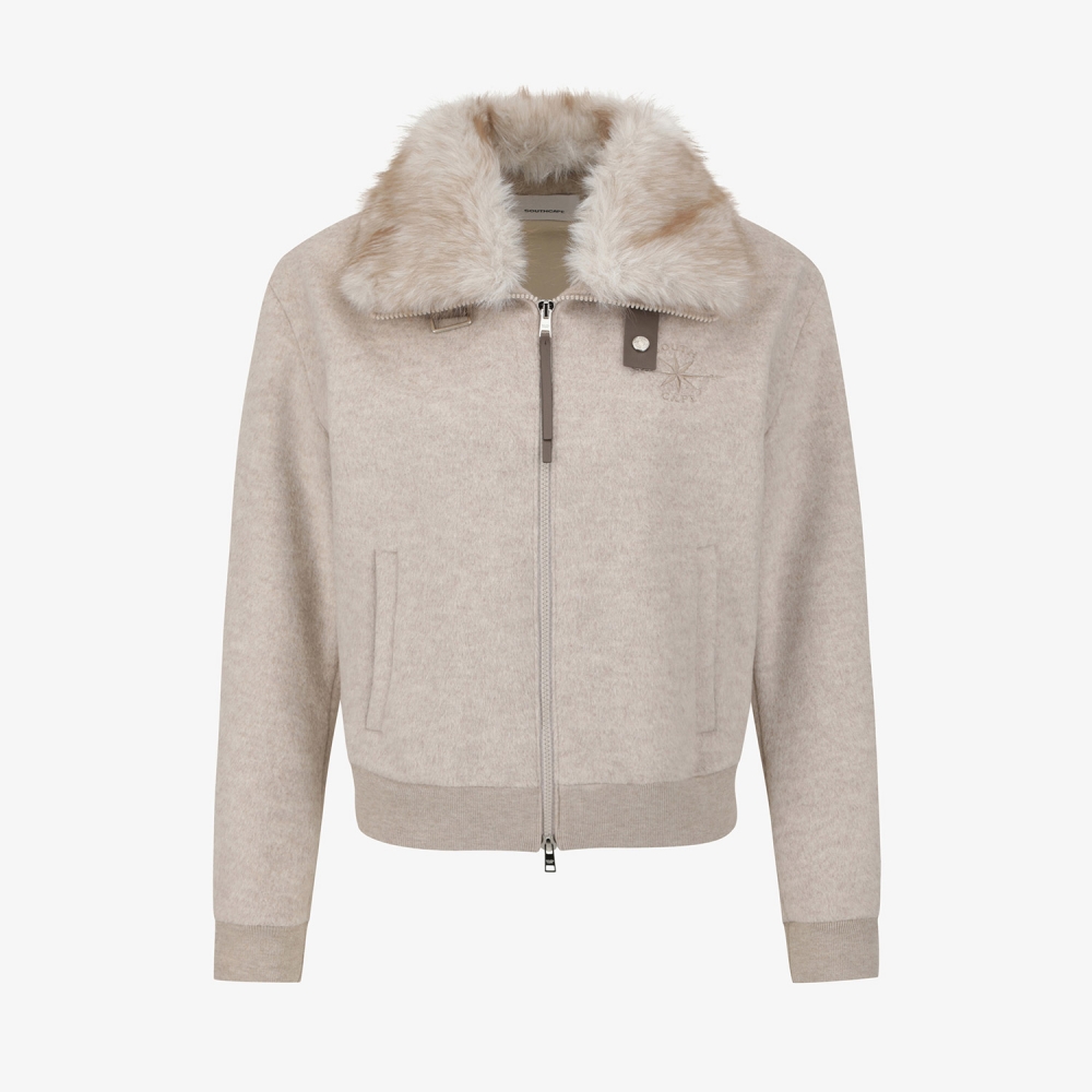 Southcross Fox-Fur Collar Wool Zip-Up Jacket_BE
