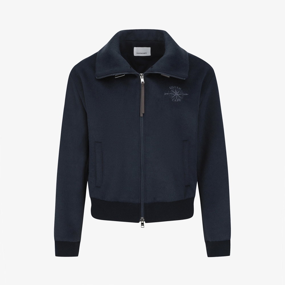 Southcross Fox-Fur Collar Wool Zip-Up Jacket_DA