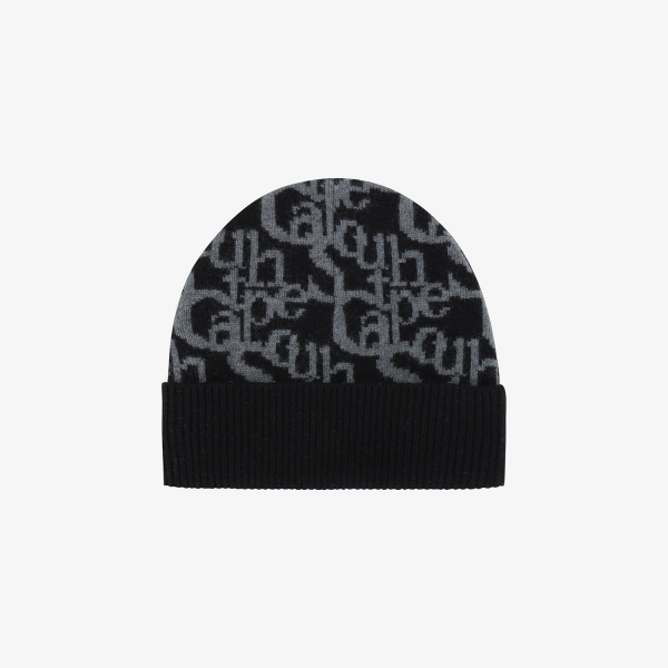 Logo Flow Pattern Knit Beanie_BK