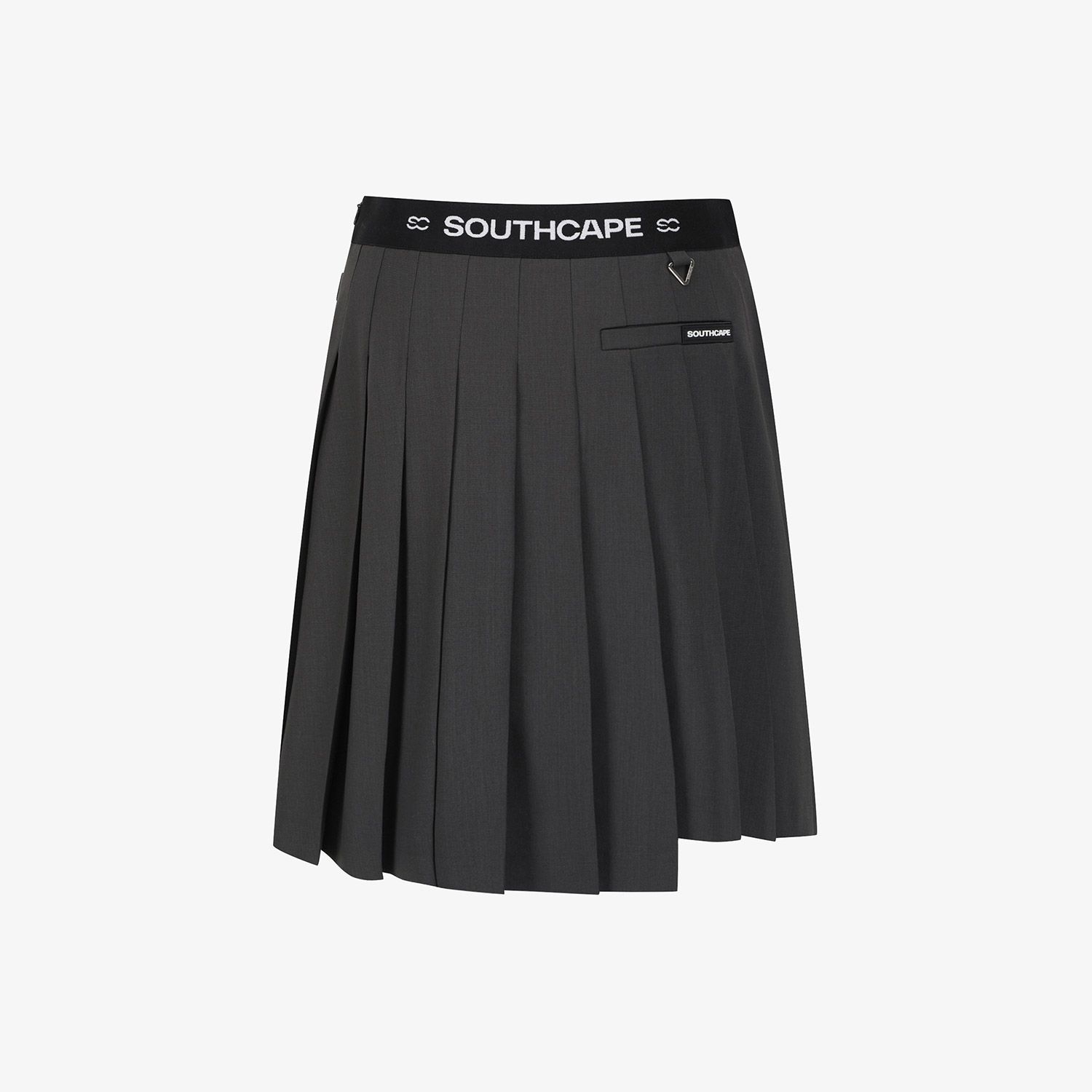 Double Belt Wool Pleated Midi Skirt_DW