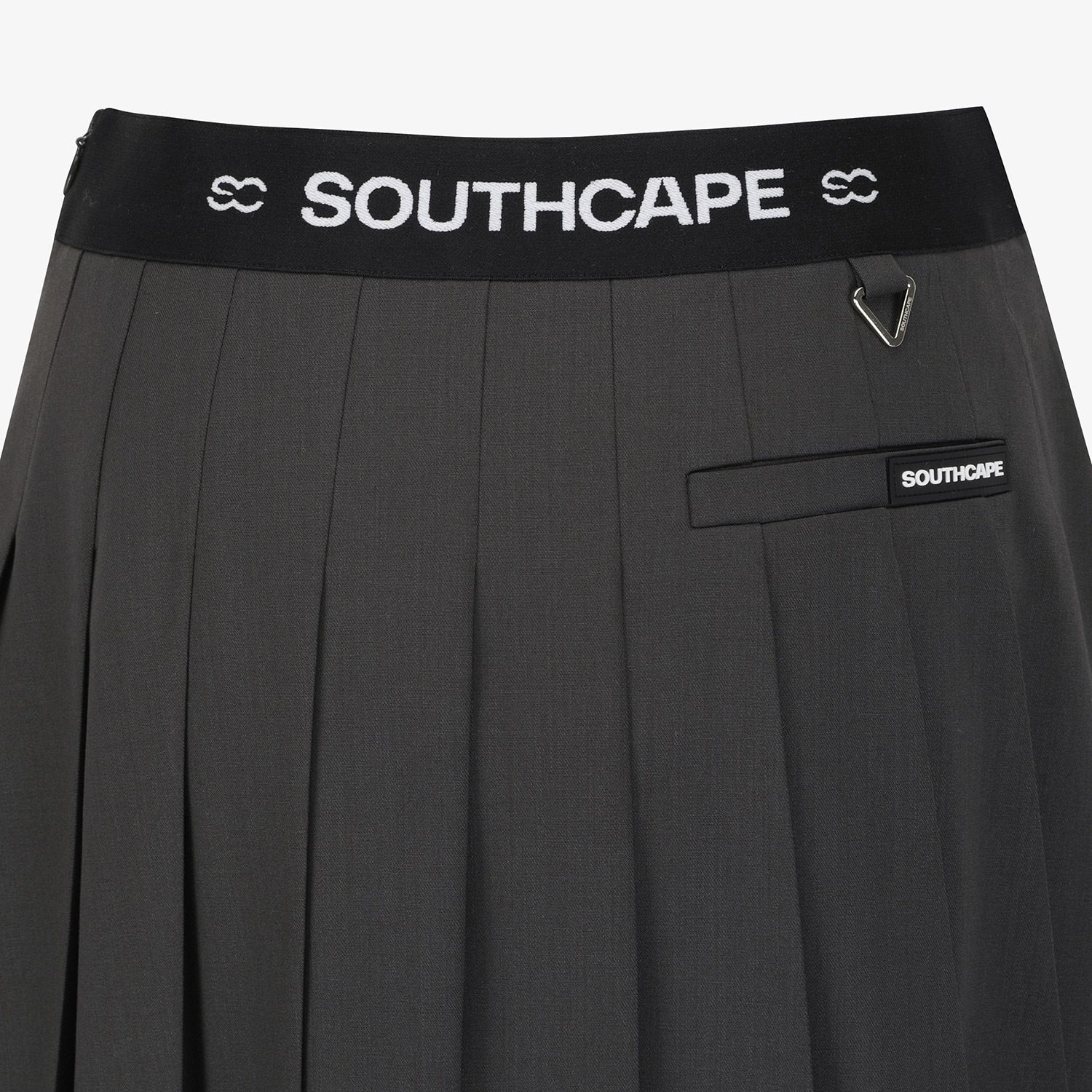 Double Belt Wool Pleated Midi Skirt_DW