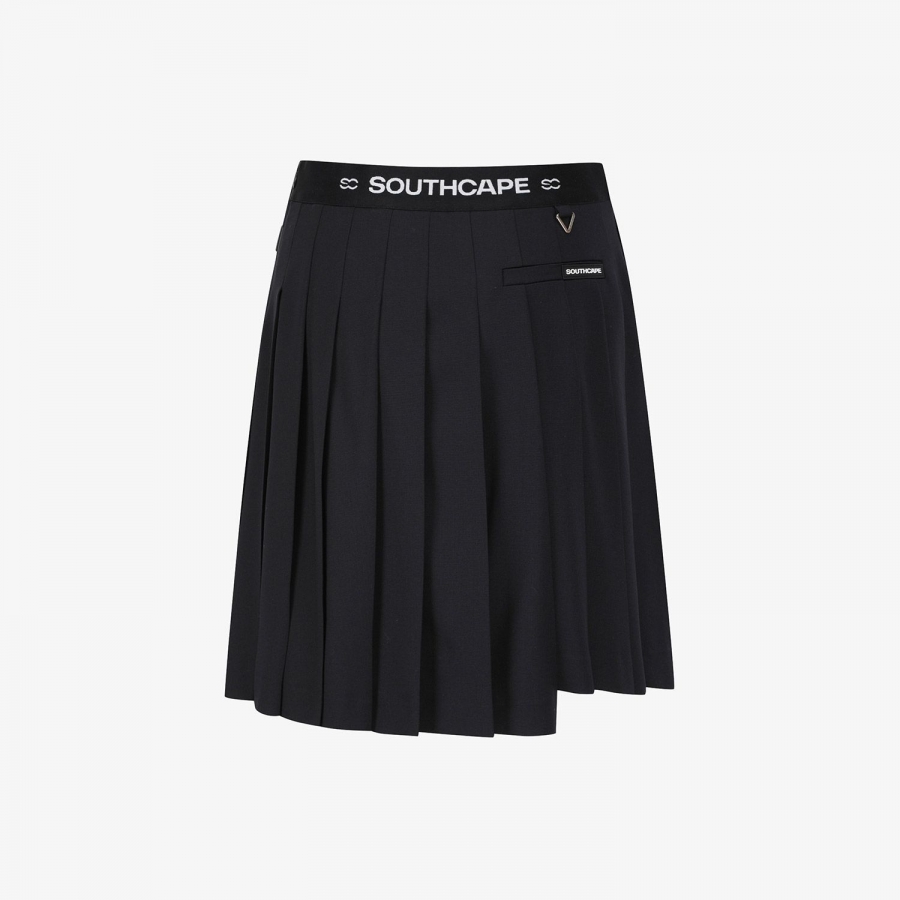 Double Belt Wool Pleated Midi Skirt_NA