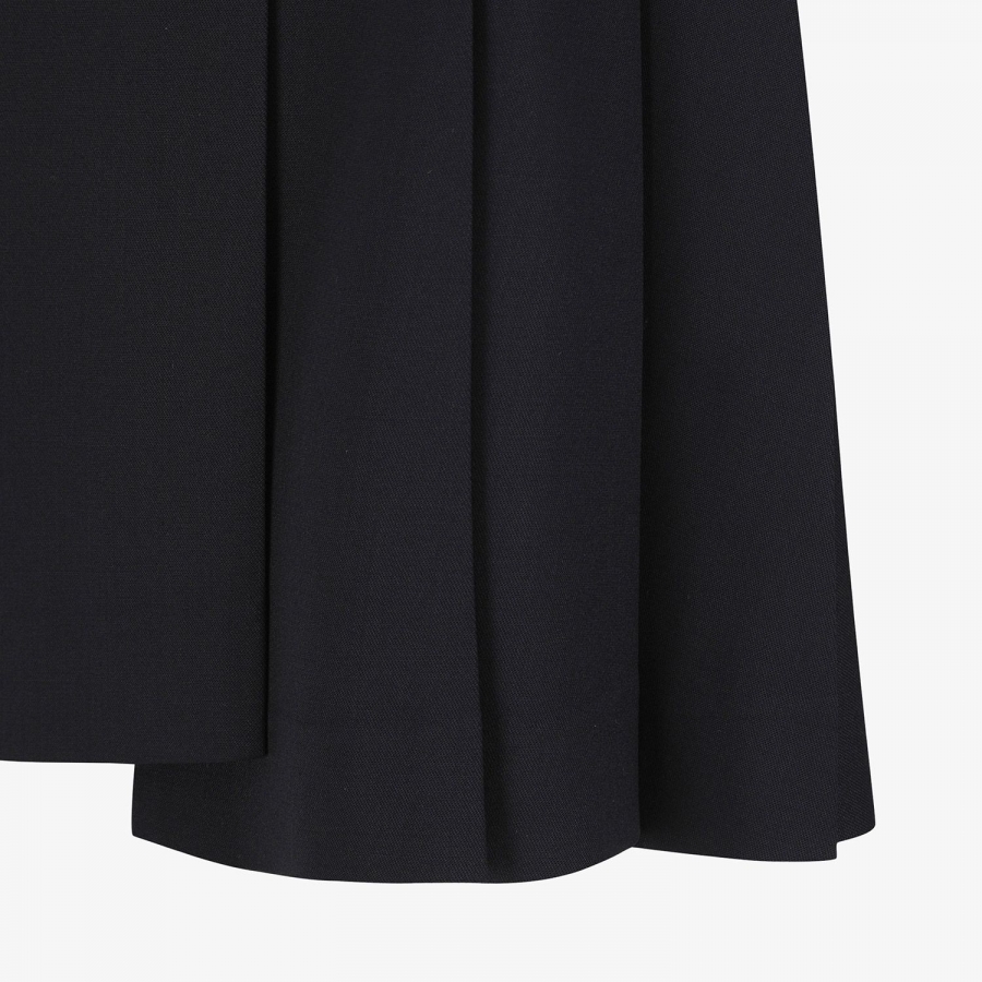 Double Belt Wool Pleated Midi Skirt_NA