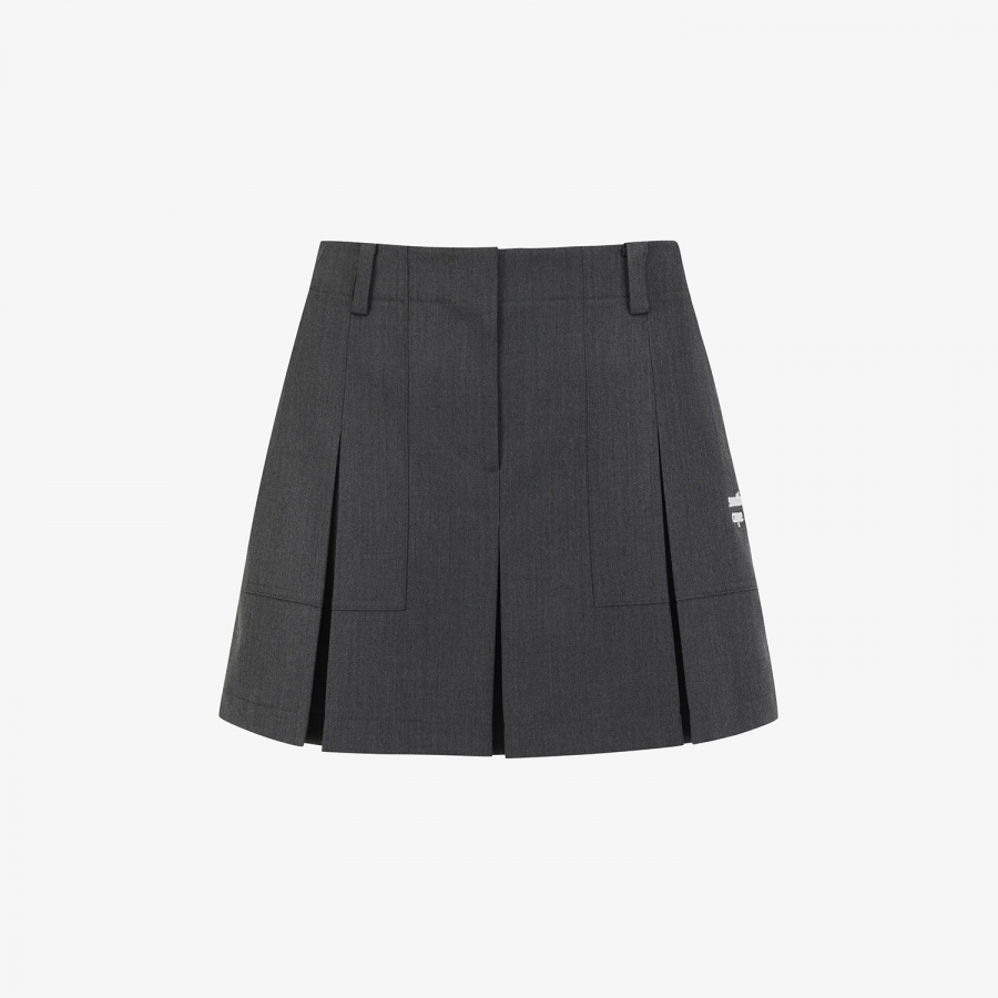Wool Melange Panel Detail Skirt_CG