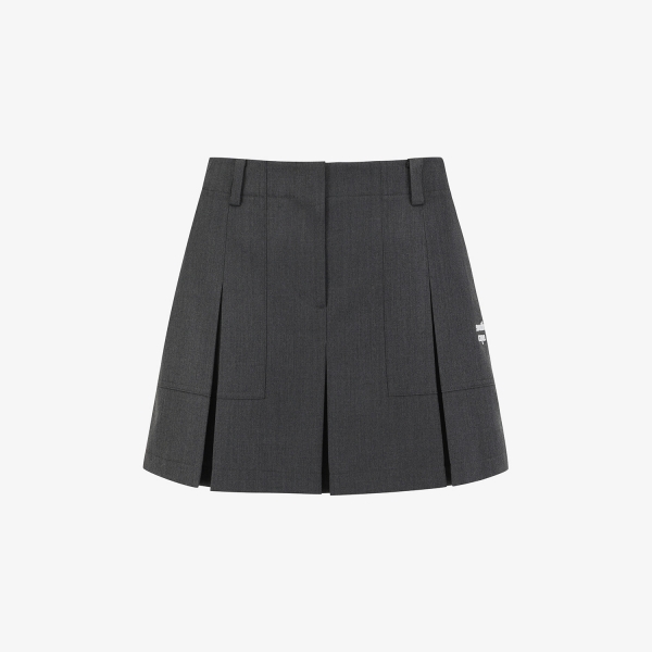Wool Melange Panel Detail Skirt_CG