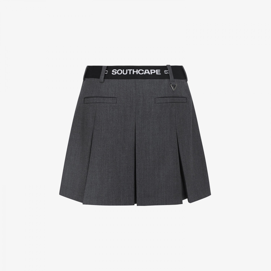 Wool Melange Panel Detail Skirt_GY