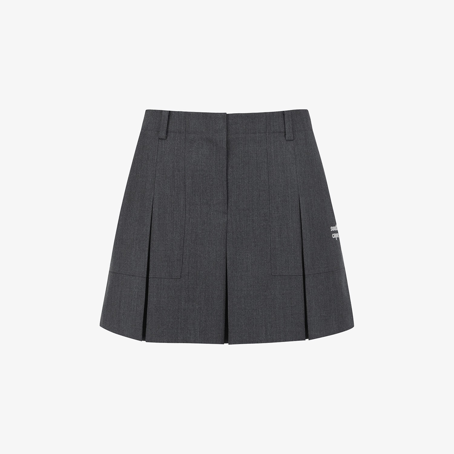 Wool Melange Panel Detail Skirt_GY