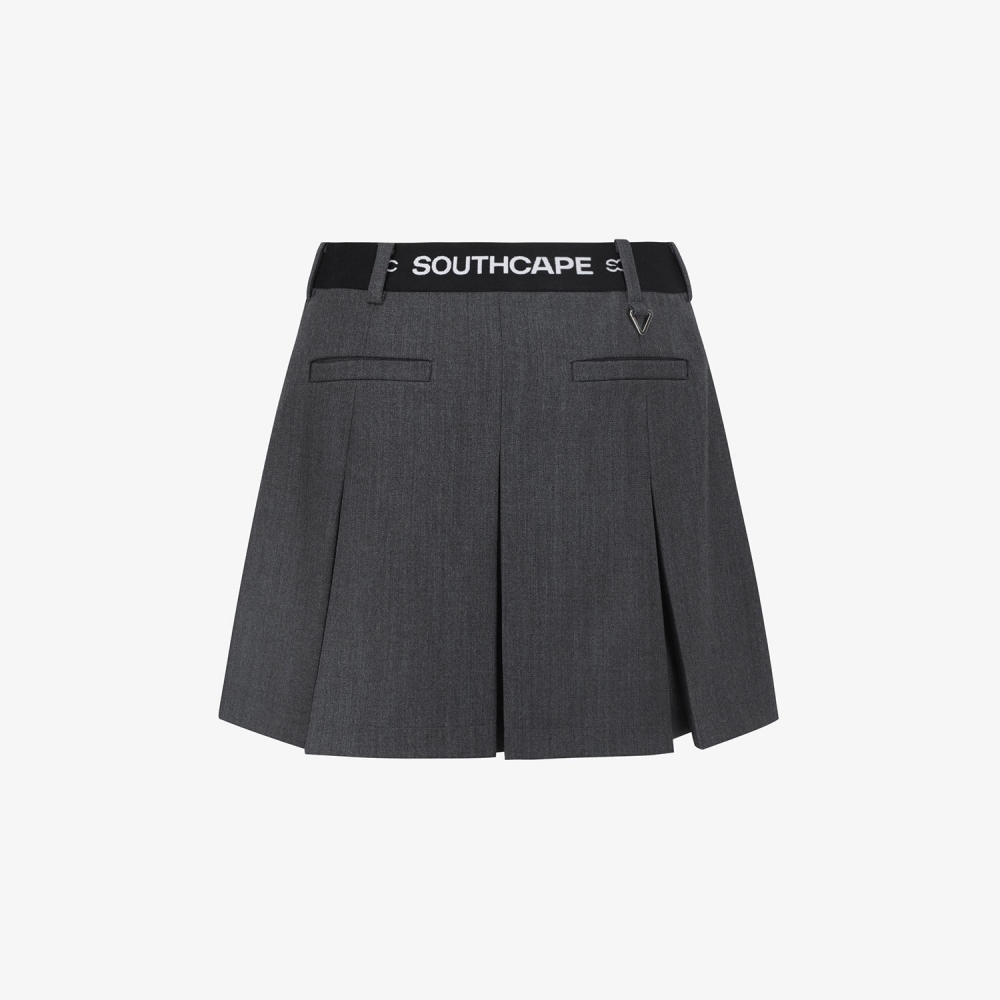 Wool Melange Panel Detail Skirt_GY