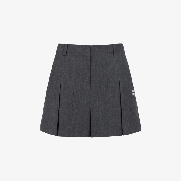 Wool Melange Panel Detail Skirt_GY