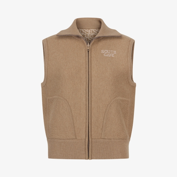 Reversible Jacquard Knit Zip-Up Vest_BE