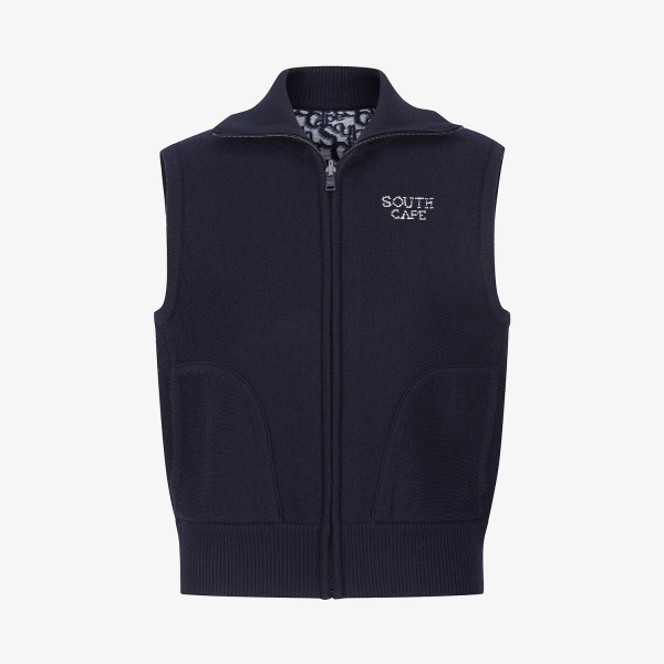 Reversible Jacquard Knit Zip-Up Vest_NA