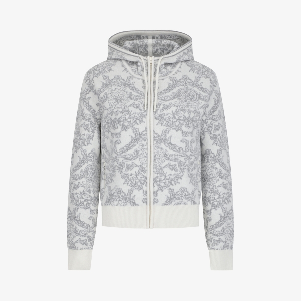 Southcross Pattern Cashmere Blend Knit Hooded Zip-Up_IV